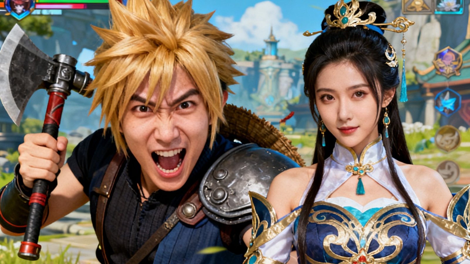 玩家制作的搞笑集锦视频封面以及精美的Cosplay摄影作品,包含角色壁纸